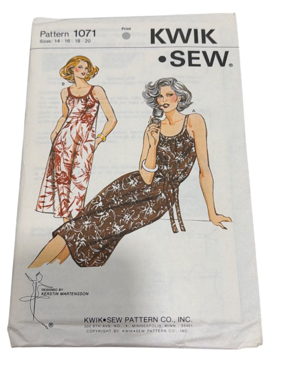 Kwik Sew Pattern 1071 Misses Dress 14-20 Sleeveless Maxi & Knee Length Sewing Pa